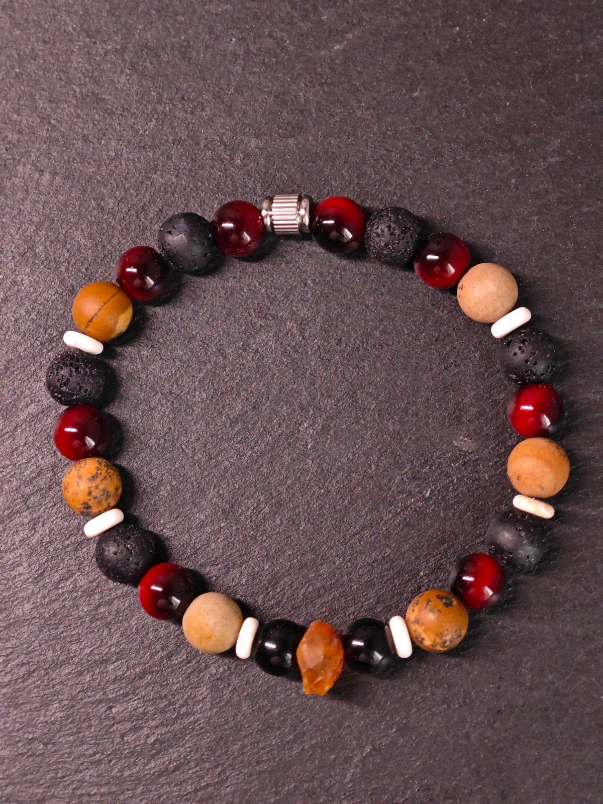 Unieke Heren : Baltische Barnsteen, Lava, Jaspis, Tijg, Sieraden, Tassen en Uiterlijk, Staal, Beige, Nieuw, Ophalen of Verzenden