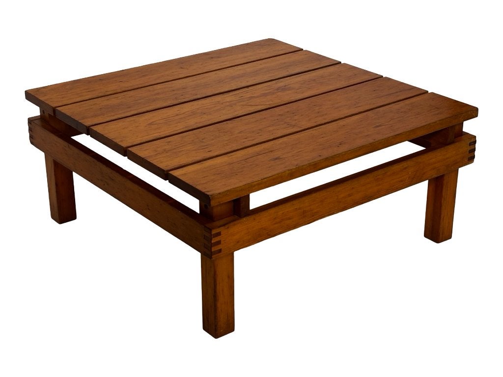 Vintage Salontafel Pinewood Slatted Design Jaren 70, Ophalen, Gebruikt, 100 tot 150 cm, Vintage Salontafel
