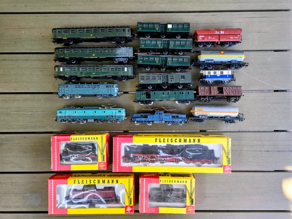 Vintage H0 modeltreinverzameling Fleischmann (jaren 70), Ophalen, Gebruikt, Gelijkstroom, Fleischmann