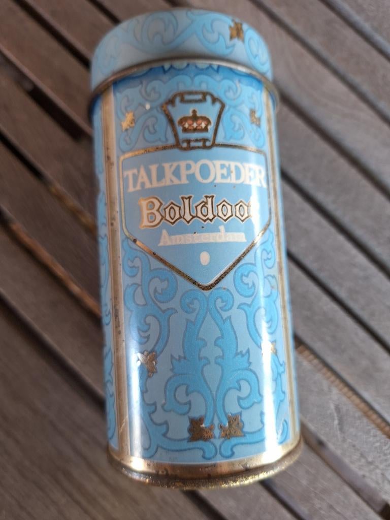 Vintage Talkpoeder Boldoot Blikje Amsterdam, Ophalen of Verzenden, Gebruikt, Verpakking