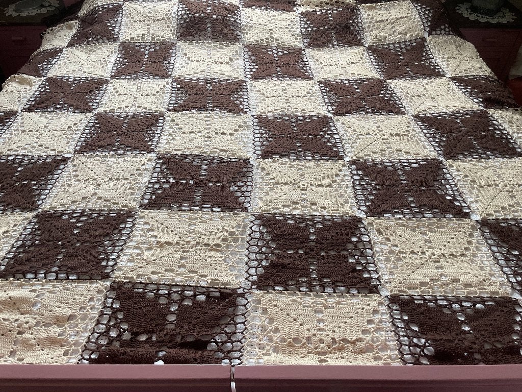 Gehaakte retro katoenen sprei 200x210cm, Antiek en Kunst, Ophalen of Verzenden