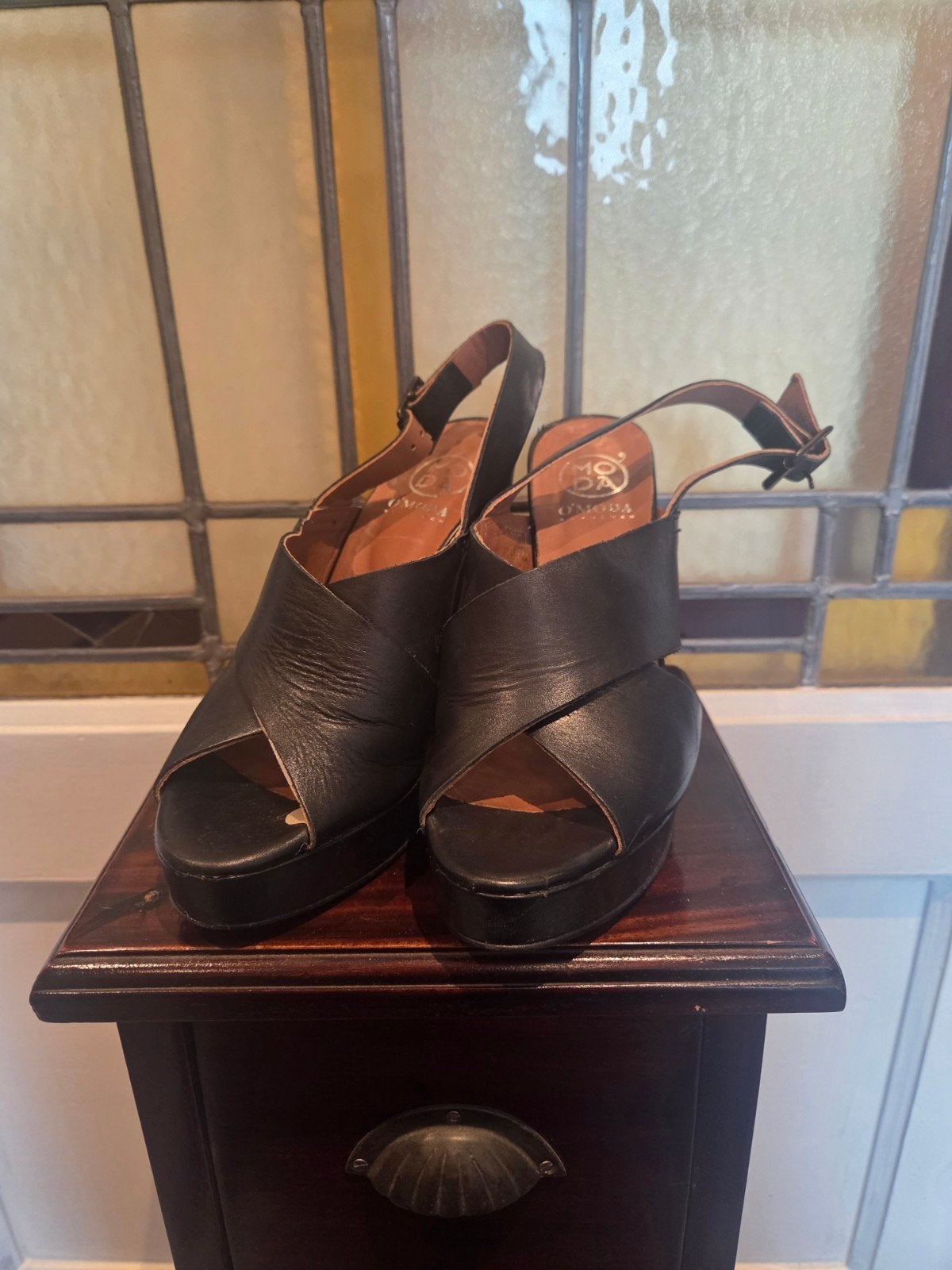 Leren sandalen Omoda maat 38, Kleding | Dames, Zwart, Omoda, Gedragen, Sandalen of Muiltjes