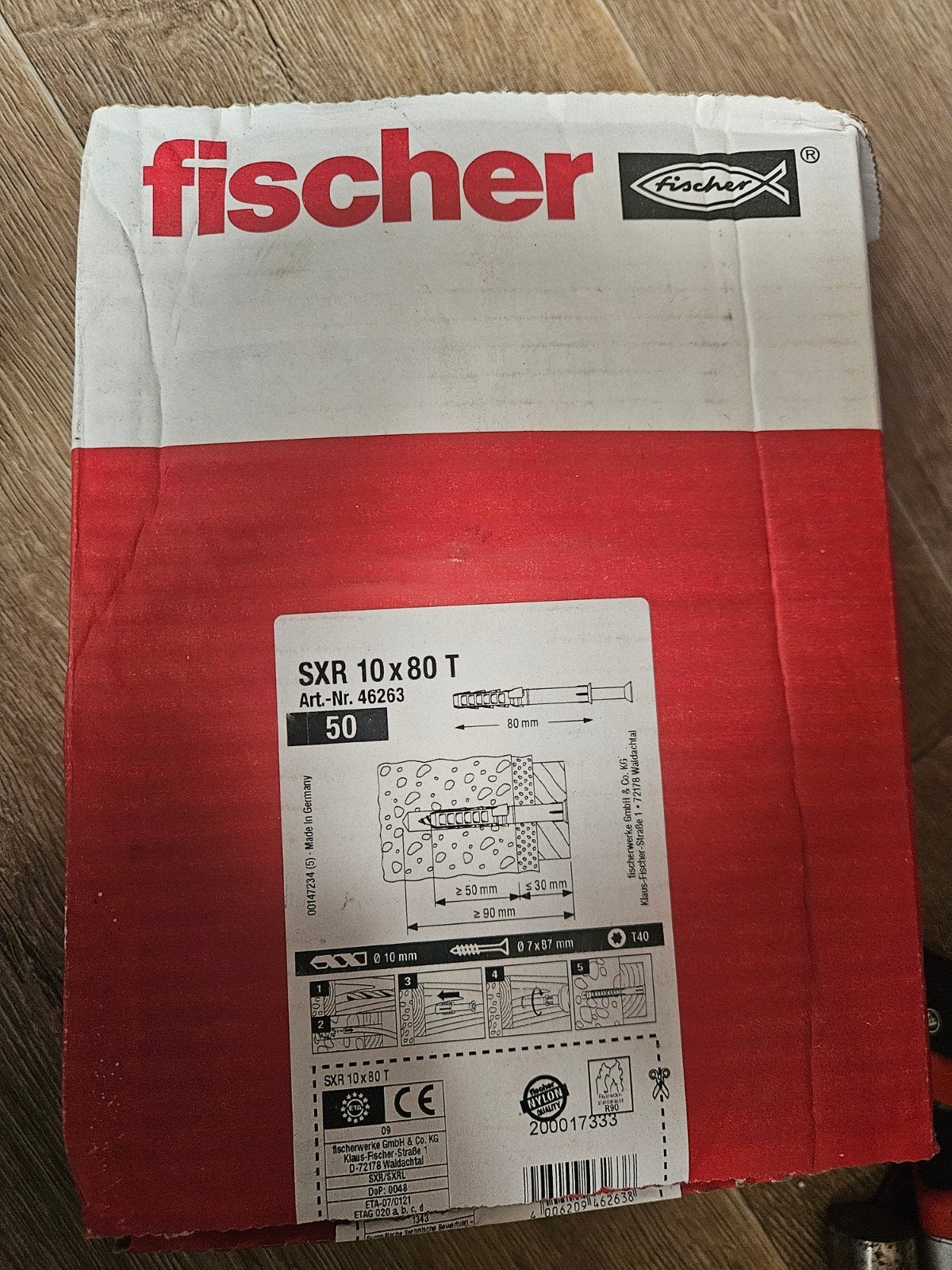 Fischer slagpluggen SXR 10x80 T - 50 stuks per doos, Doe-het-zelf en Verbouw, Ophalen of Verzenden, Nieuw, 50 tot 100 mm, Pluggen