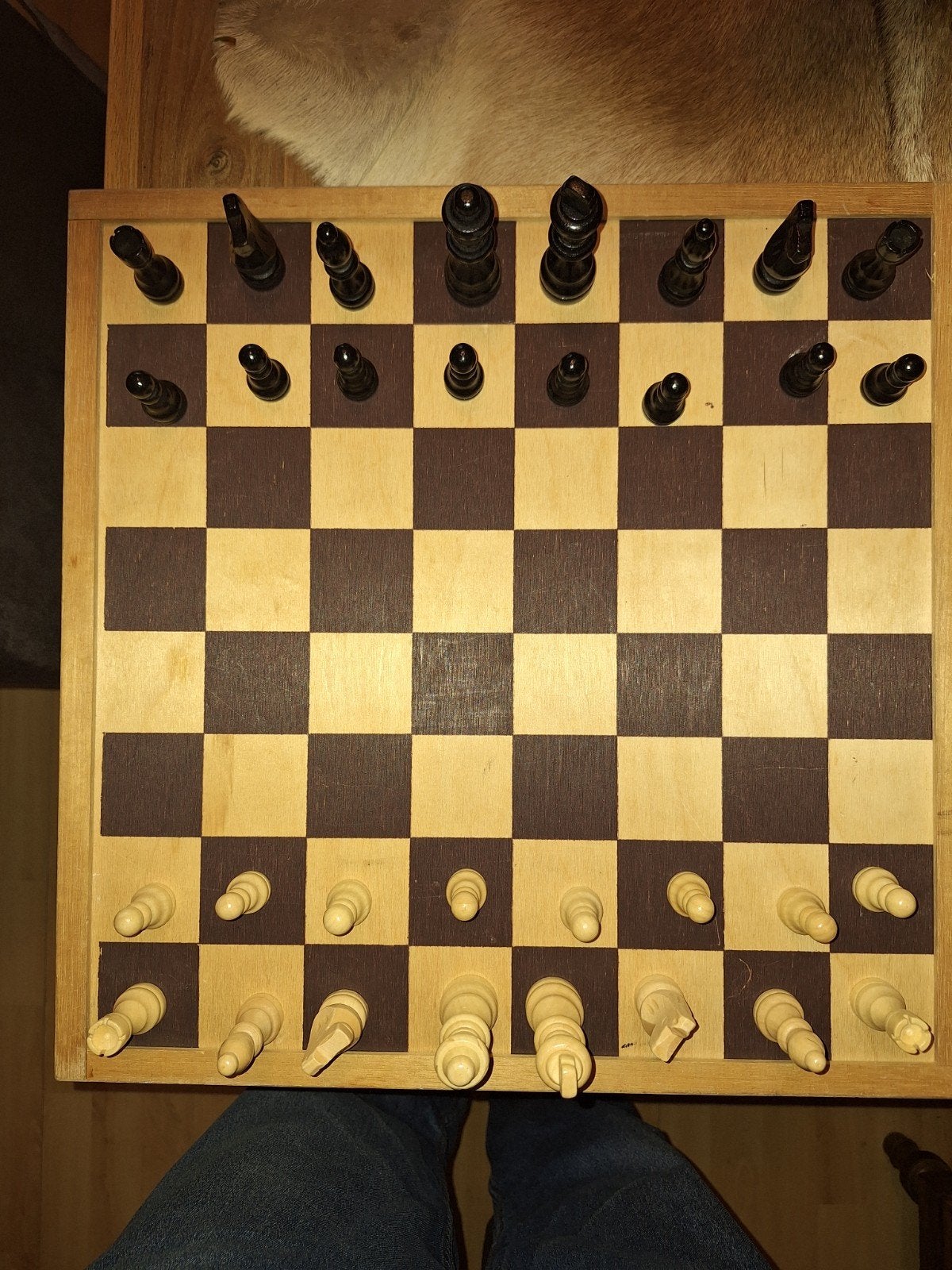 Houten schaakspel - Koning 8cm, bord 40x40cm, Een of twee spelers, Ophalen, Gebruikt, Engelhart