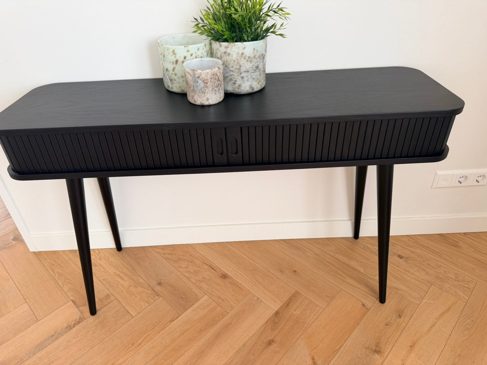 Sidetable Barbier Zuiver zwart, Huis en Inrichting, Ophalen, 100 tot 150 cm, Zo goed als nieuw, 25 tot 50 cm