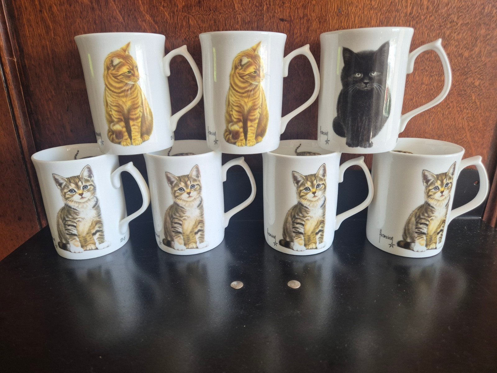 Franciens cats porseleinen mokken, Ophalen of Verzenden, Zo goed als nieuw, Porselein, Overige typen