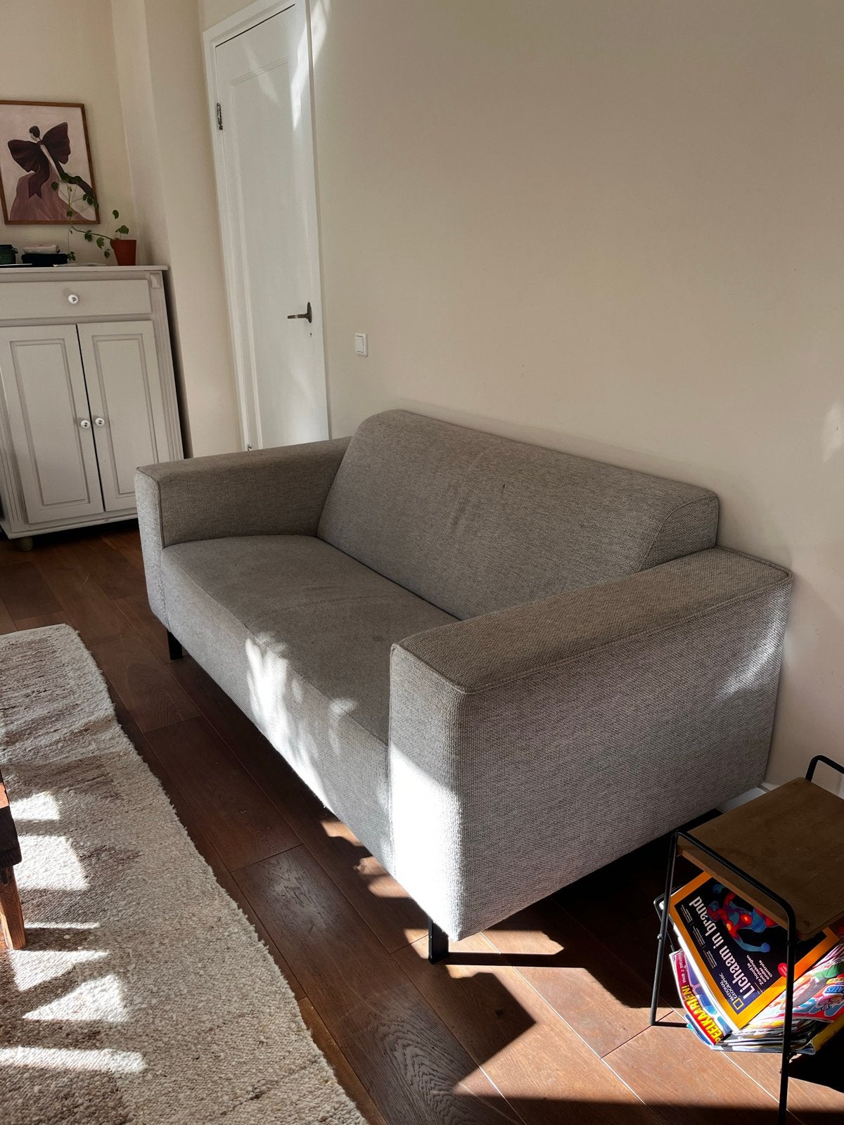 Grijze tweezitsbank en fauteuil - van loods5, Huis en Inrichting, Ophalen, Gebruikt, 150 tot 200 cm, Tweepersoons