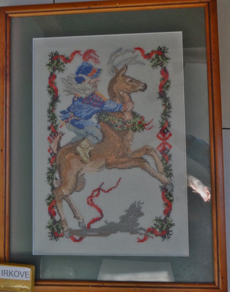 GEBORDUURD * RENDIER MET KERSTMAN * In Lijst *, Diversen, Kerst, Verzenden, Nieuw