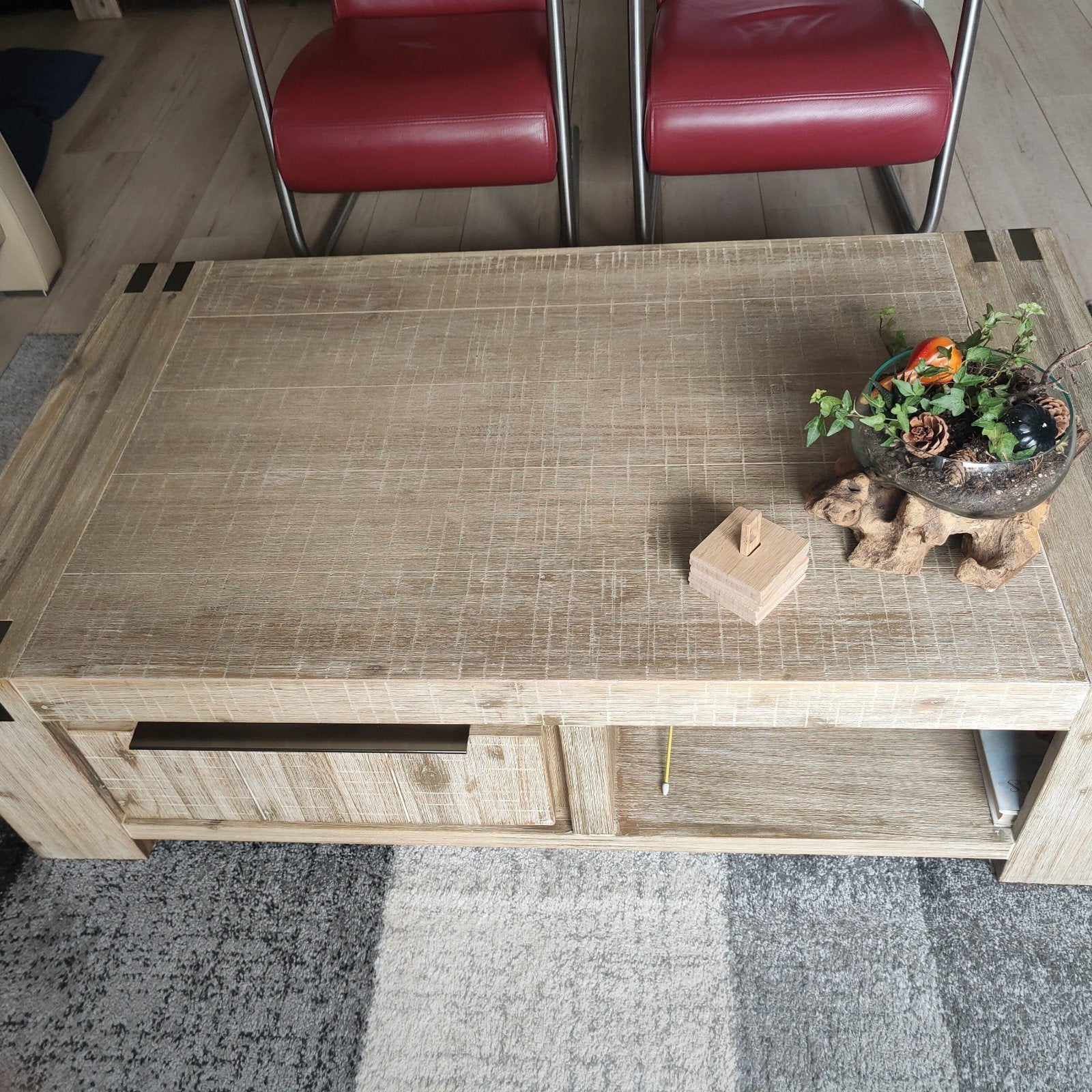 Robuuste salontafel van Acacia hout voor 75 euro moet weg, Gebruikt, Landelijke en industriële stijl, Ophalen, Overige houtsoorten
