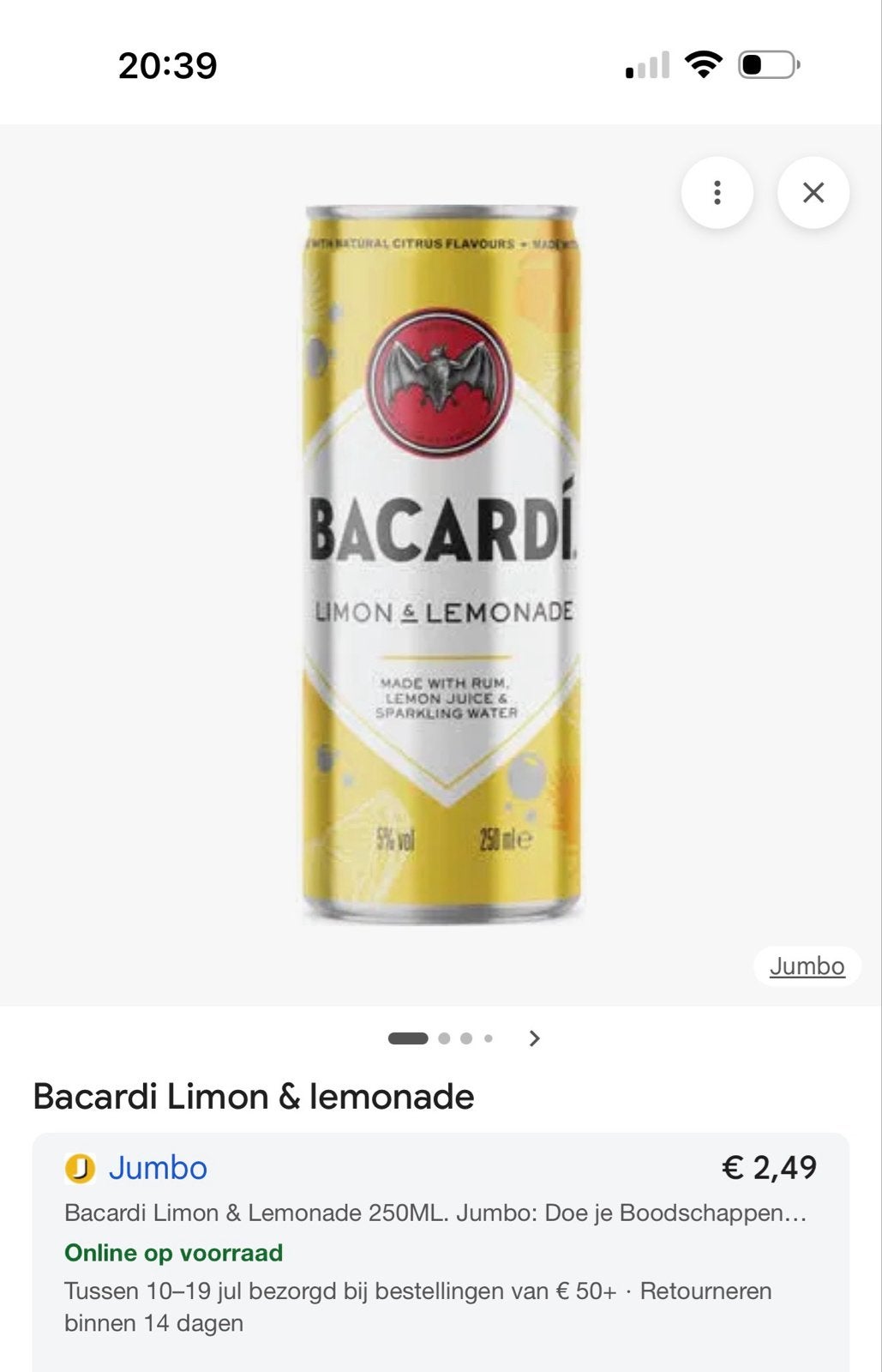 Bacardi limoen prijs per tery, Diversen, Ophalen of Verzenden