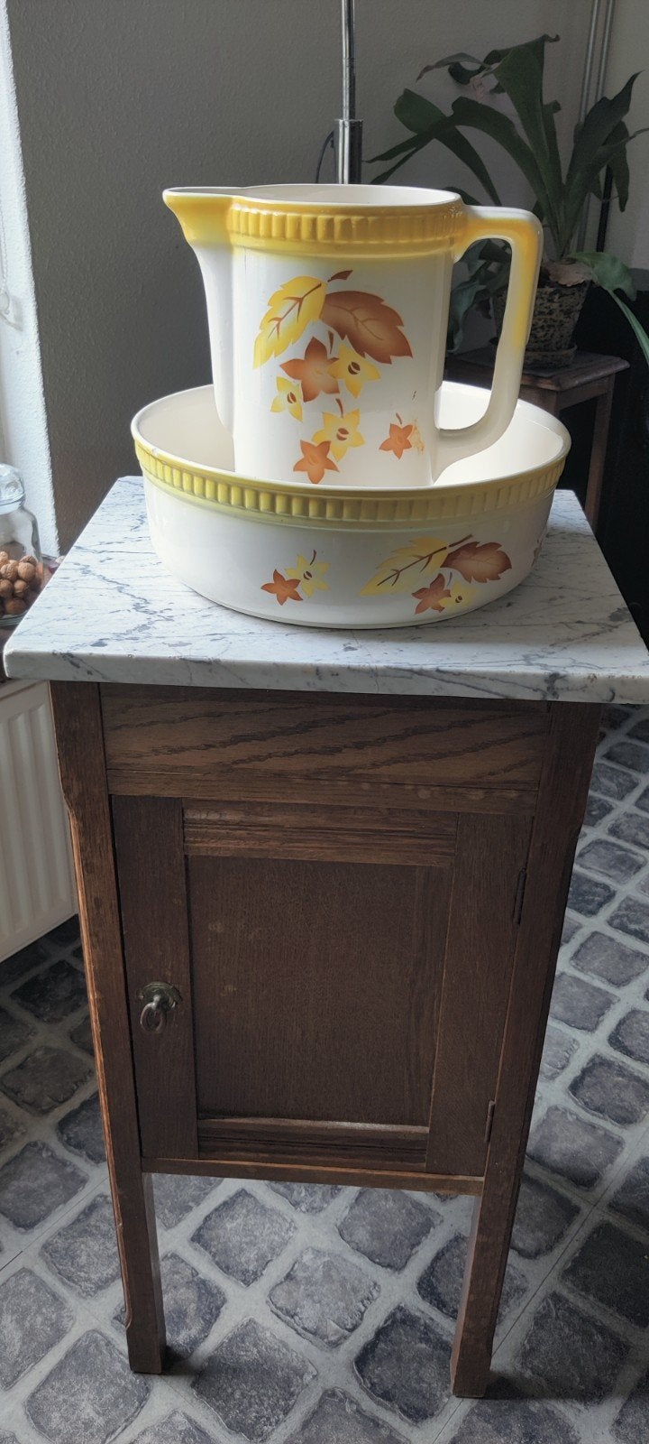 Vintage Malmö lampetset lampetkan met schaal - Herfstbladere, Ophalen