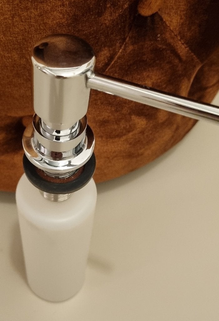 Inbouw Zeepdispenser Chroom (Massief Messing) in goede staat, Ophalen of Verzenden, Chroom, Kraan