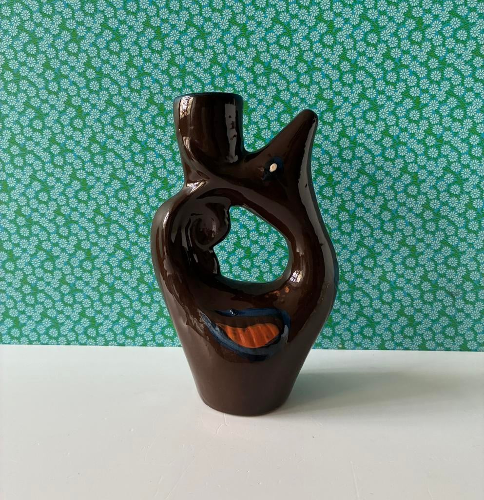 Handbeschilderde kandelaar vogel Denmark 1991, Huis en Inrichting, Woonaccessoires | Kandelaars en Kaarsen, Overige materialen
