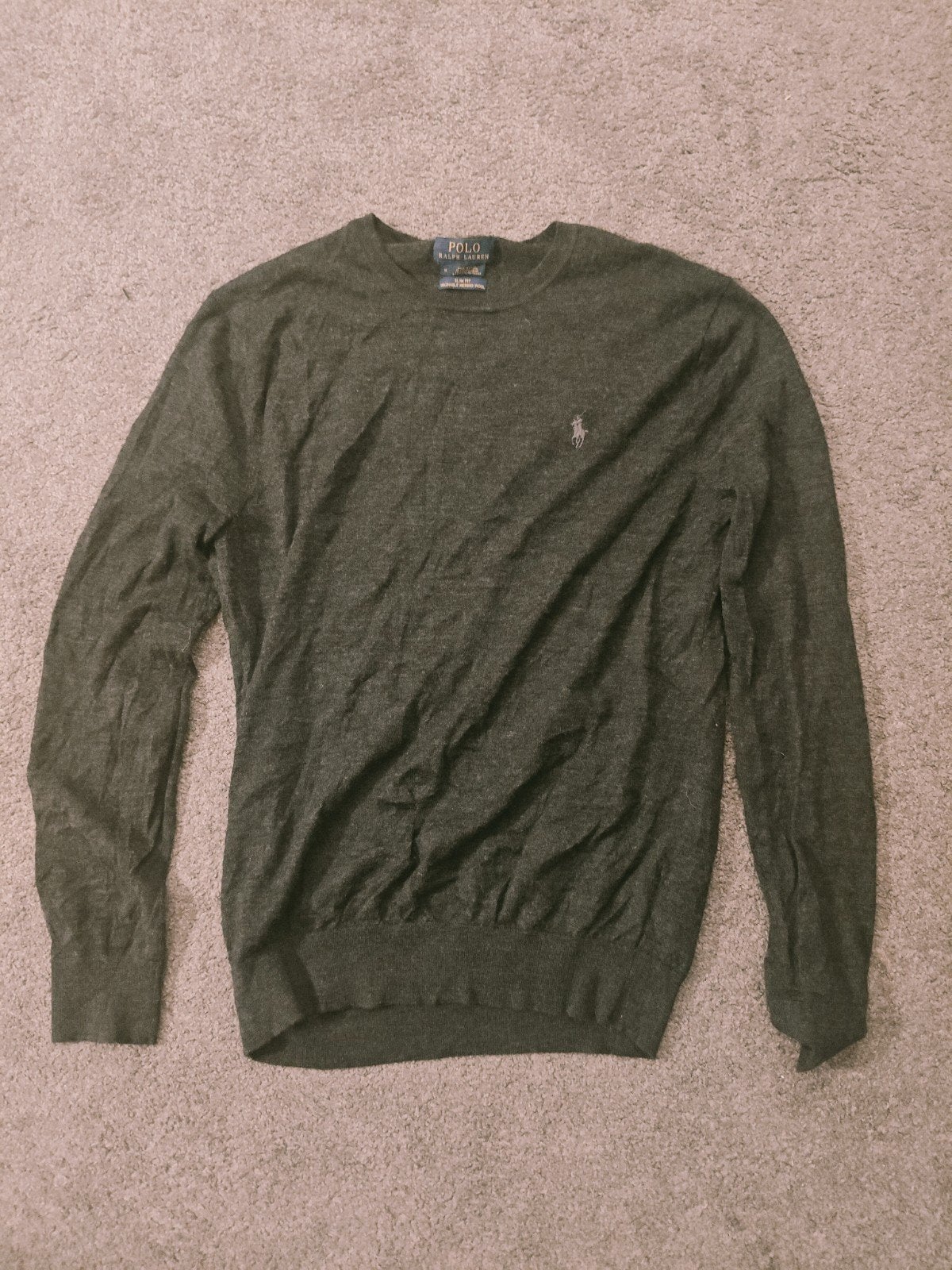 Polo Ralph Lauren Merino Wol Trui - Slim Fit, Maat 48/50 (M), Ophalen of Verzenden, Polo Ralph Lauren, Grijs
