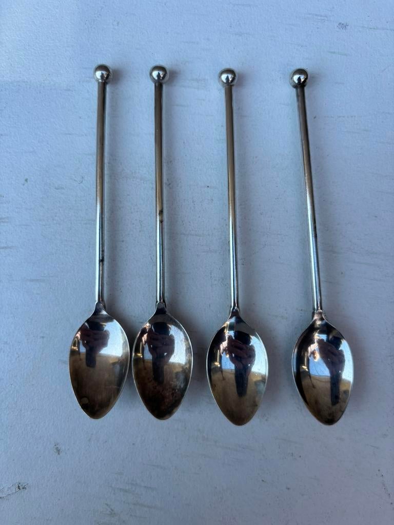 4x verzilverde AH thee lepels (90), Ophalen of Verzenden, Gebruikt, Zilver, Los bestek