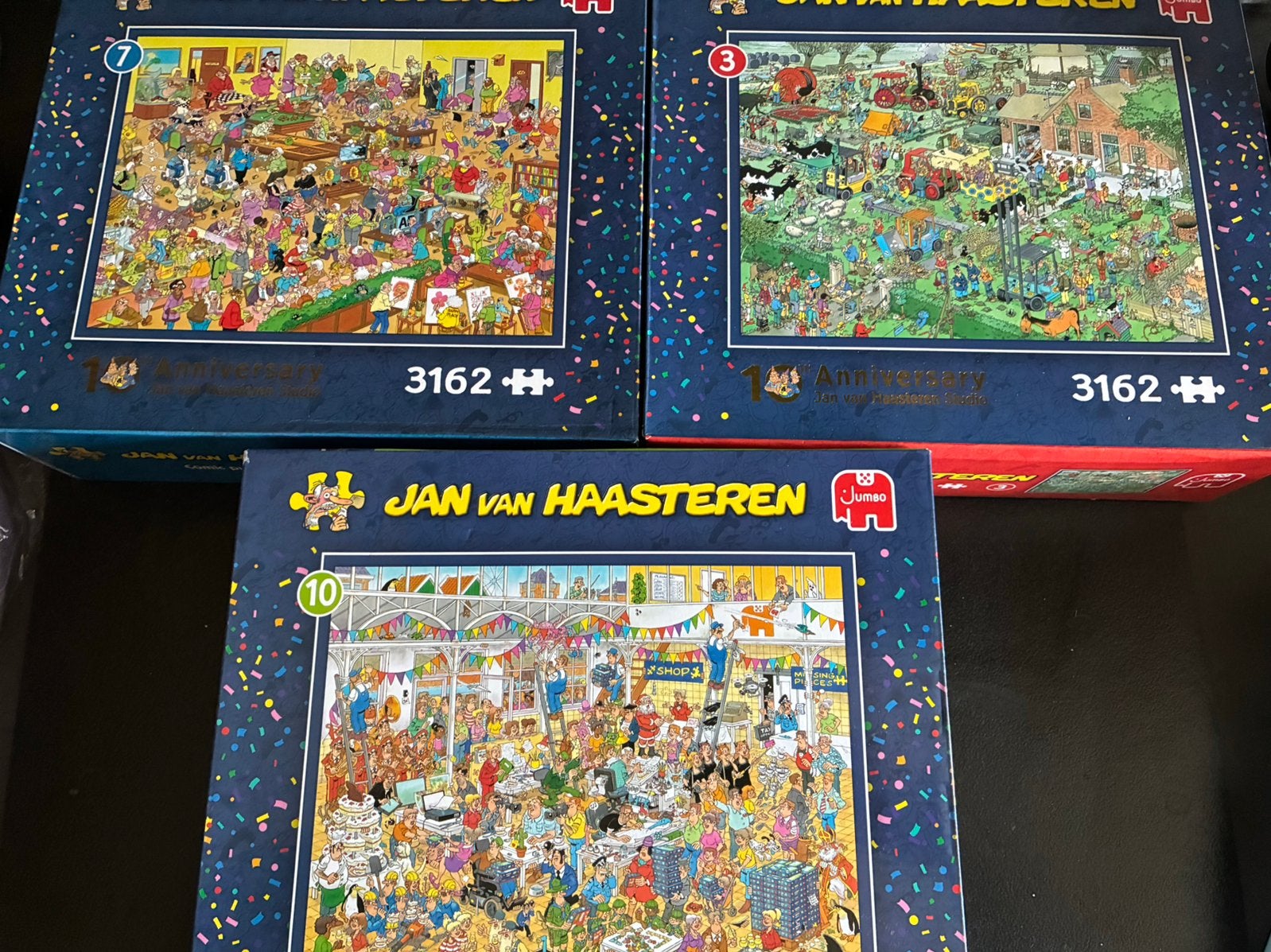 3 puzzels Jan van Haasteren 3162 stukjes Jumbo, Ophalen of Verzenden, Meer dan 1500 stukjes, Zo goed als nieuw, Legpuzzel