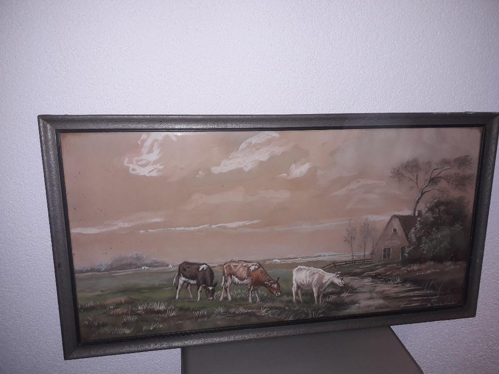 ANTIEK TOPSCHILDERIJ van SAM .SCHELLINK ( schilder rozenburg, Ophalen of Verzenden