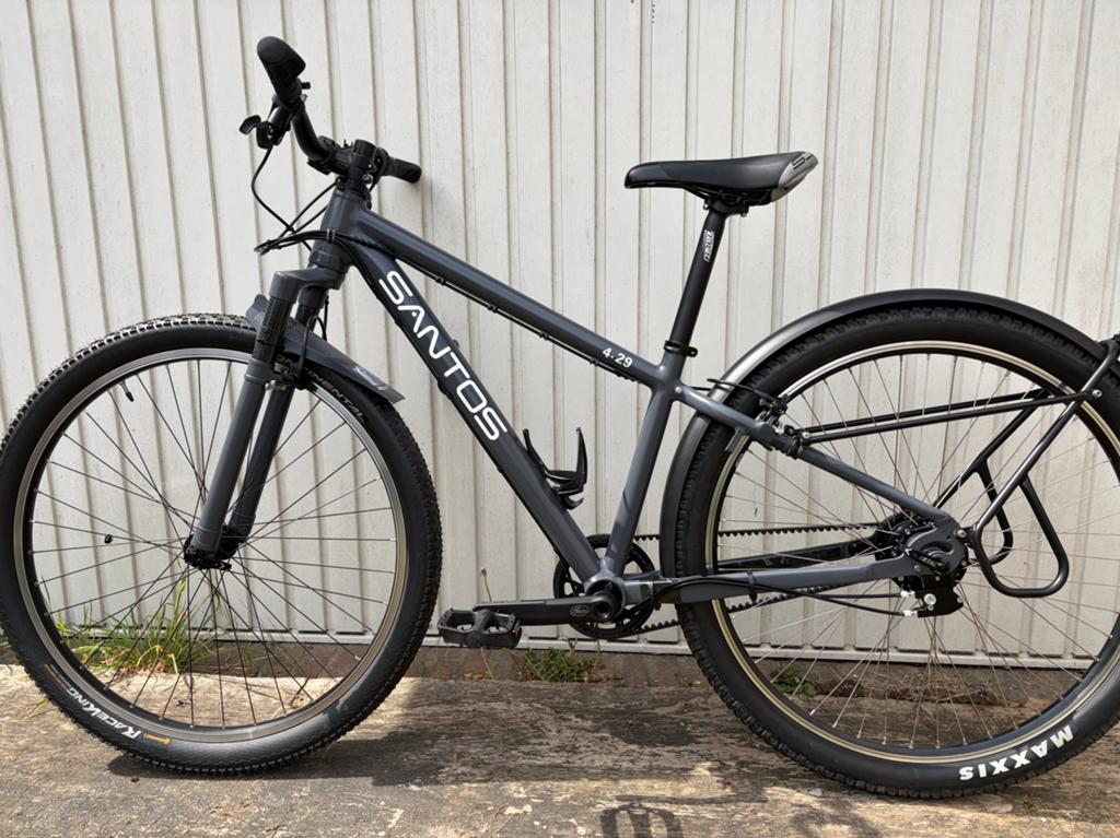 Santos 4.29 rohloff riem, maat S, 28 inch, 10 tot 15 versnellingen, Velgrem, Minder dan 49 cm