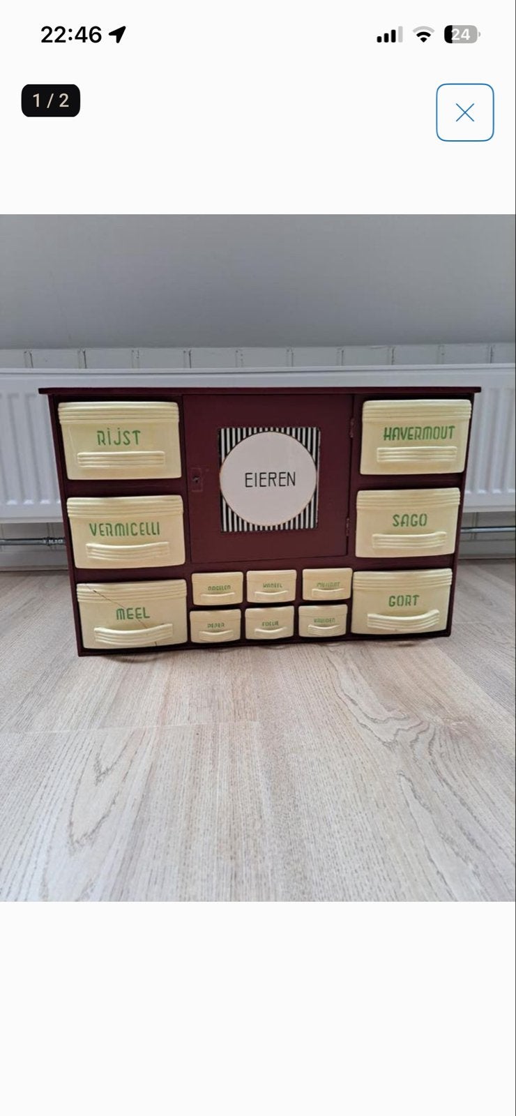 Vintage Keukenkastje met 12 Lades en Eierenvak, Ophalen