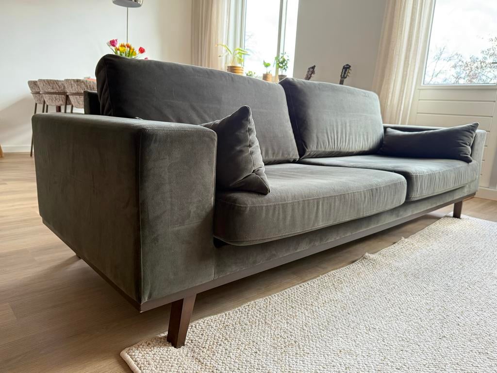 NOUS Living Torino 3-zits bank - Donkergroen, Ophalen, Driepersoons, 75 tot 100 cm, Zo goed als nieuw