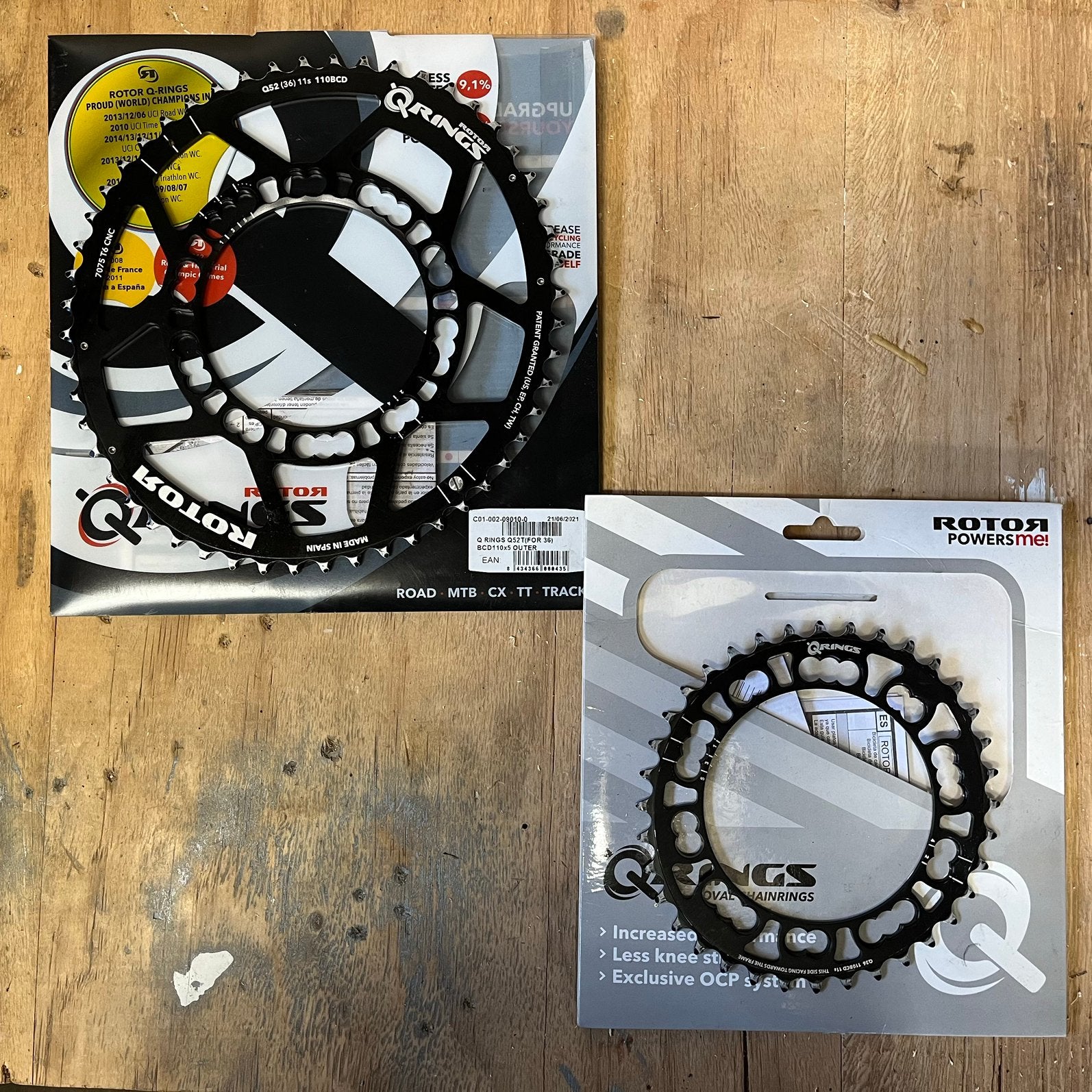 Rotor Qrings oval 52-36 T 110x5 BCD, Overige typen, Ophalen of Verzenden, Zo goed als nieuw, Aluminium