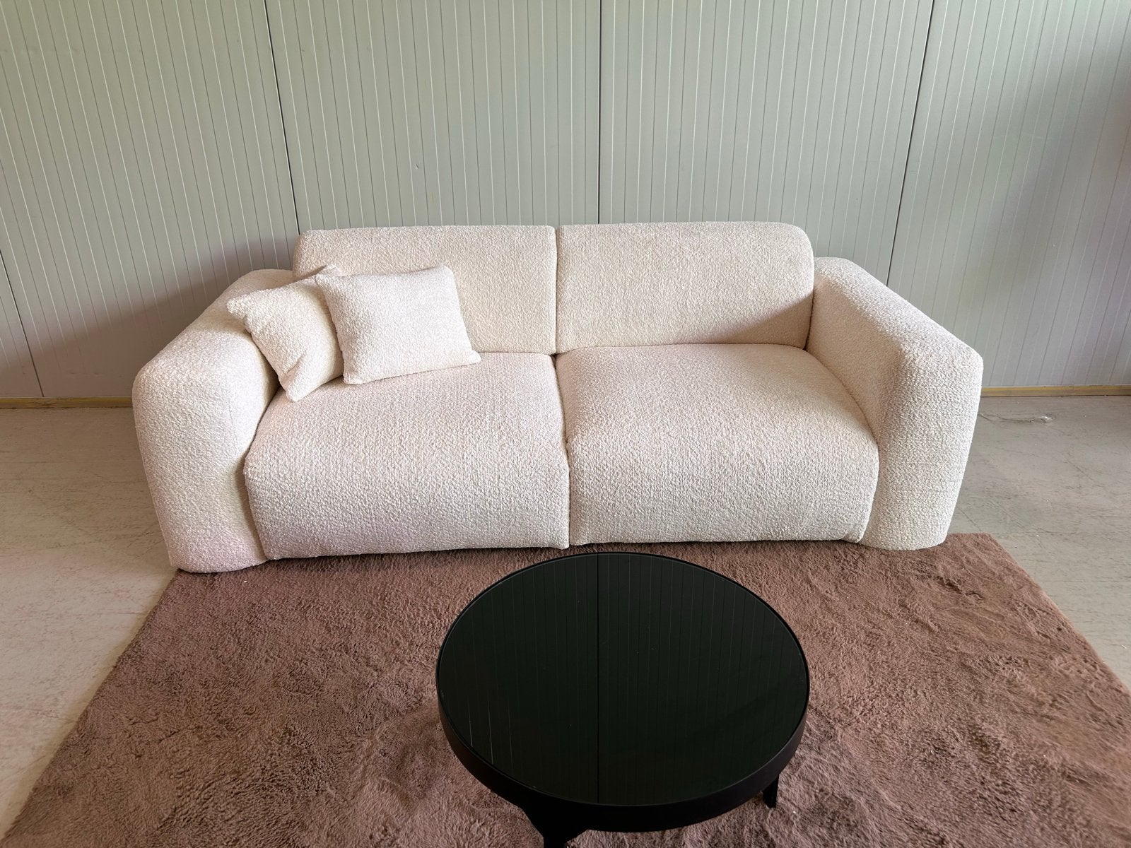 Maison Céphy Slaapbank - Teddy/Bouclé Gebroken Wit, Huis en Inrichting, Ophalen, 100 cm, ., 210 cm