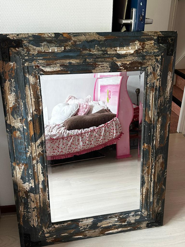 Brocante spiegel - Mooi en sfeervol, Huis en Inrichting, Woonaccessoires | Spiegels, Ophalen, Gebruikt, 100 tot 150 cm, 75 tot 100 cm