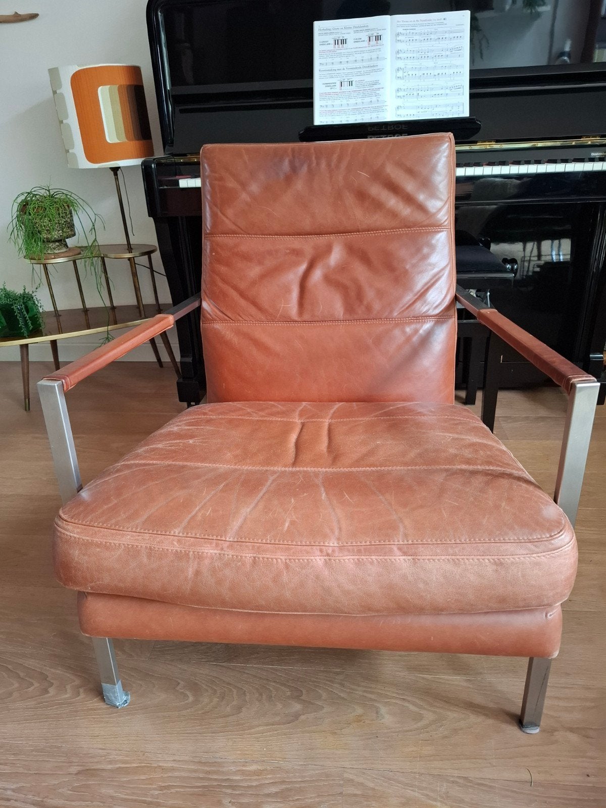 Vintage Leren Fauteuil - Cognac Kleur - Gebruikt, Ophalen, Gebruikt, Bruin, Vintage