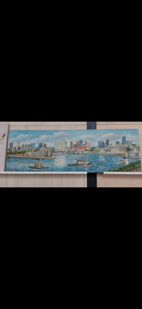 Frank van den Burg - Olieverf Schilderij Stadsgezicht, Antiek en Kunst, Ophalen