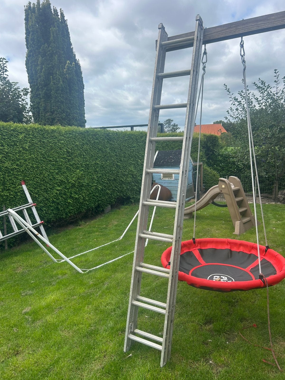 Aluminium ladder 2x10, Ophalen, Gebruikt, Ladder, Opvouwbaar of Inschuifbaar