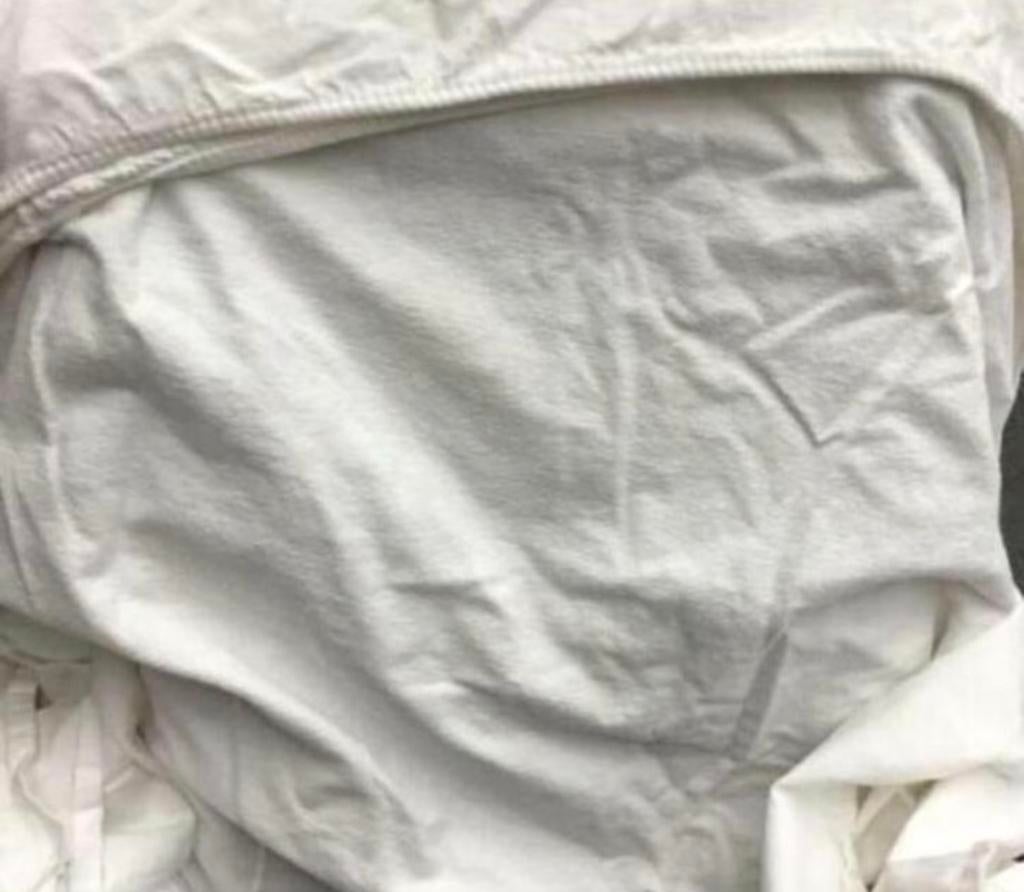 Flanellen katoen extra lange hoeslaken beddengoed 210cm, Eenpersoons, Ophalen of Verzenden, Zo goed als nieuw, Wit