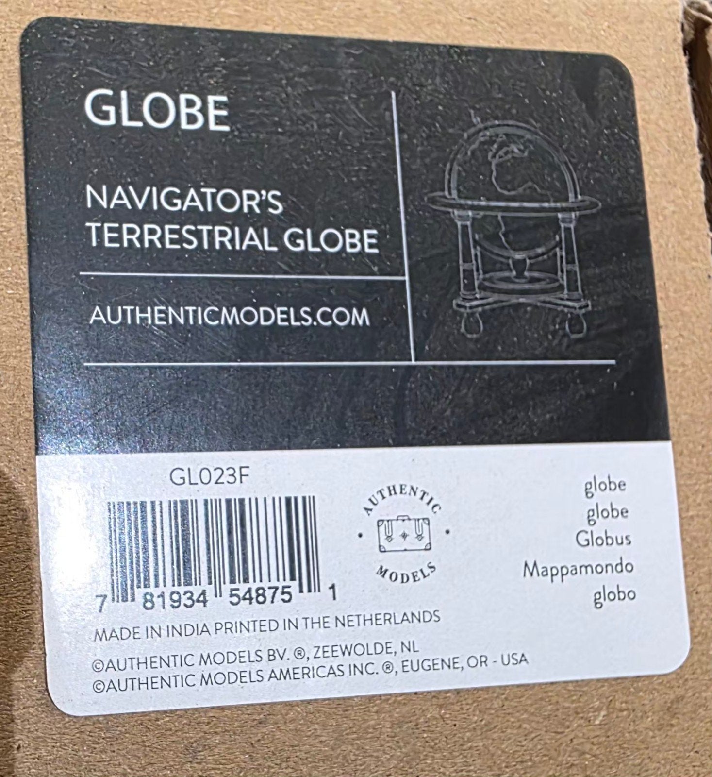 Authentic Models Navigator's Terrestrial Globe - Nieuw, Info@leukespullenkleineprijsjes.nl, 2584rx, Nieuw, Ophalen of Verzenden