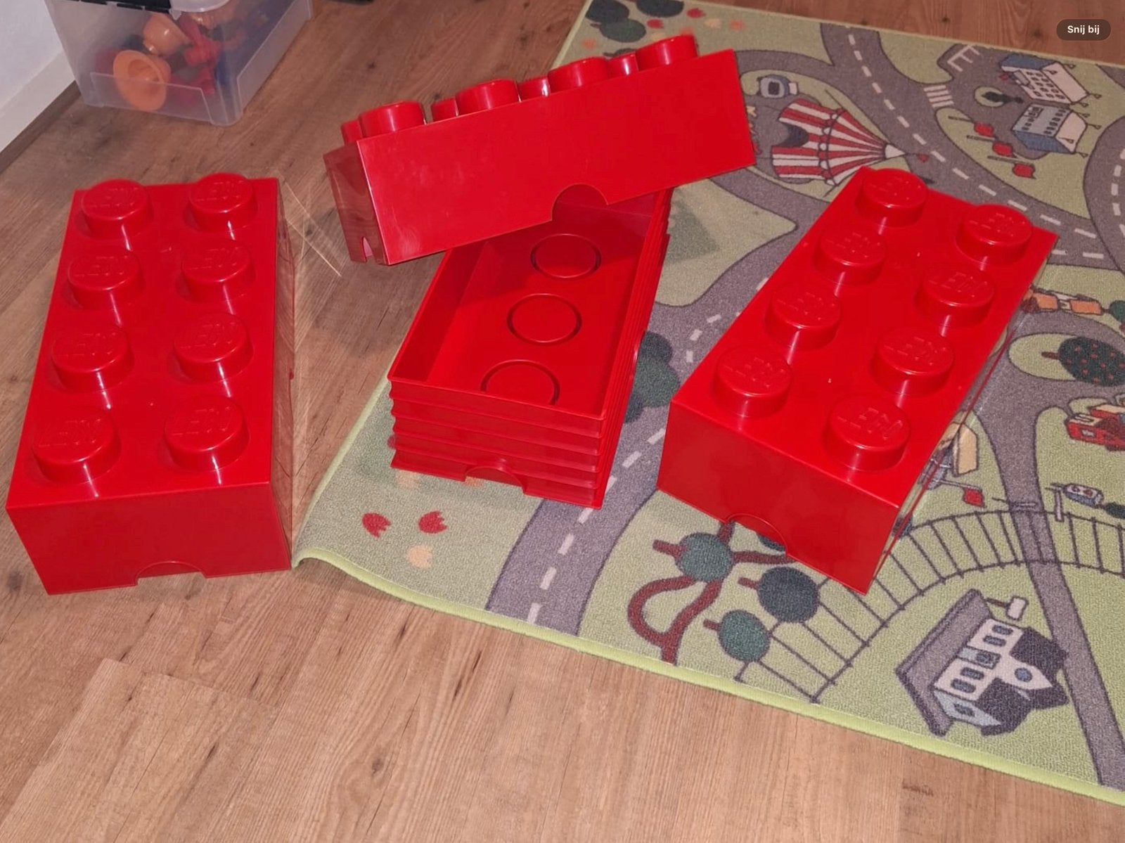 Set van 3 Rode LEGO Opbergboxen (Brick 8) – Stapelbaar! (KWF, Ophalen of Verzenden, Zo goed als nieuw