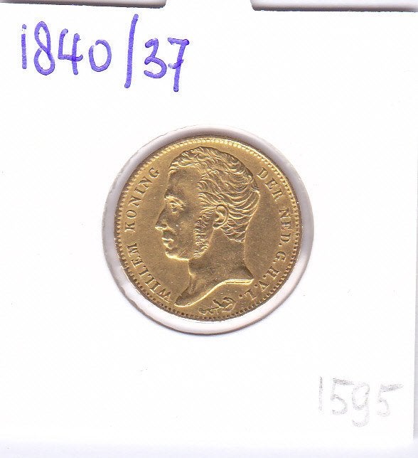 Zeldzaam gouden tientje 1840 / 37 overslag voor 1595 euro, Koning Willem I, Losse munt, 10 gulden, Goud