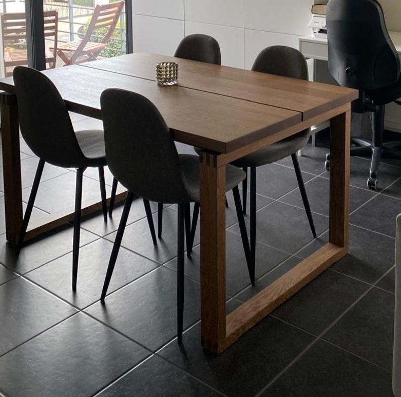 Set van 4 moderne eetkamerstoelen IKEA - Grijs stof, Ophalen of Verzenden, Zo goed als nieuw, Vier, Stof