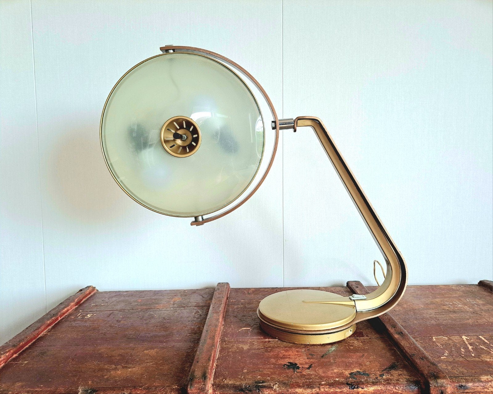Vintage Lupela Rey Bureaulampe (Cobra Model) – Goudbrons, Ophalen