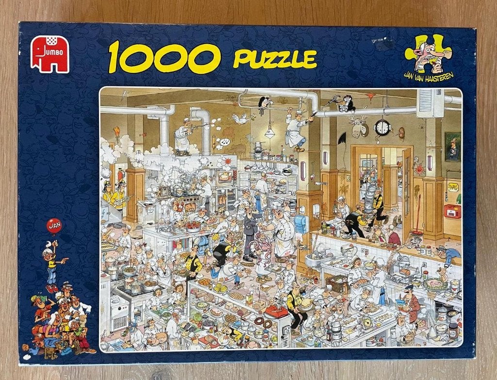 De keuken - Jan van Haasteren - 1000 stukjes, Ophalen of Verzenden, 500 t/m 1500 stukjes, Zo goed als nieuw, Legpuzzel