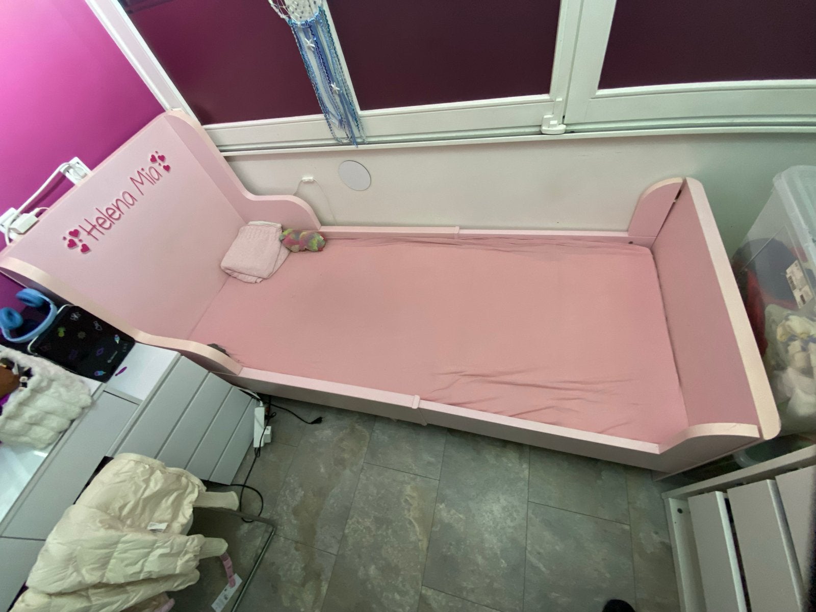 IKEA bed en kast roze - Kinderkamer set, Ophalen of Verzenden, Gebruikt, 180 cm of meer, 85 tot 100 cm