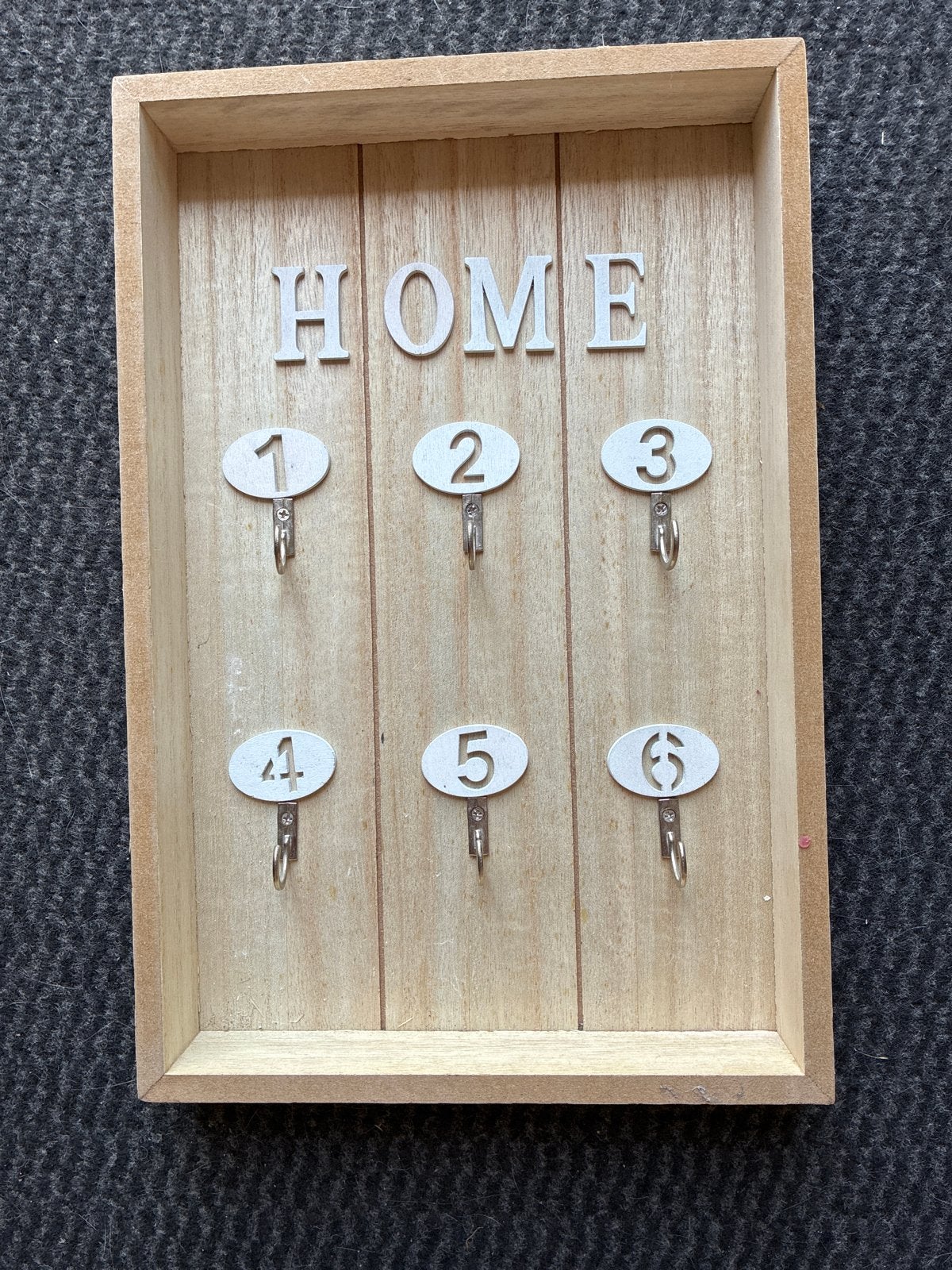 Houten sleutelrekje met 'HOME' en 6 haken, Ophalen, Hout, Gebruikt, Landelijk