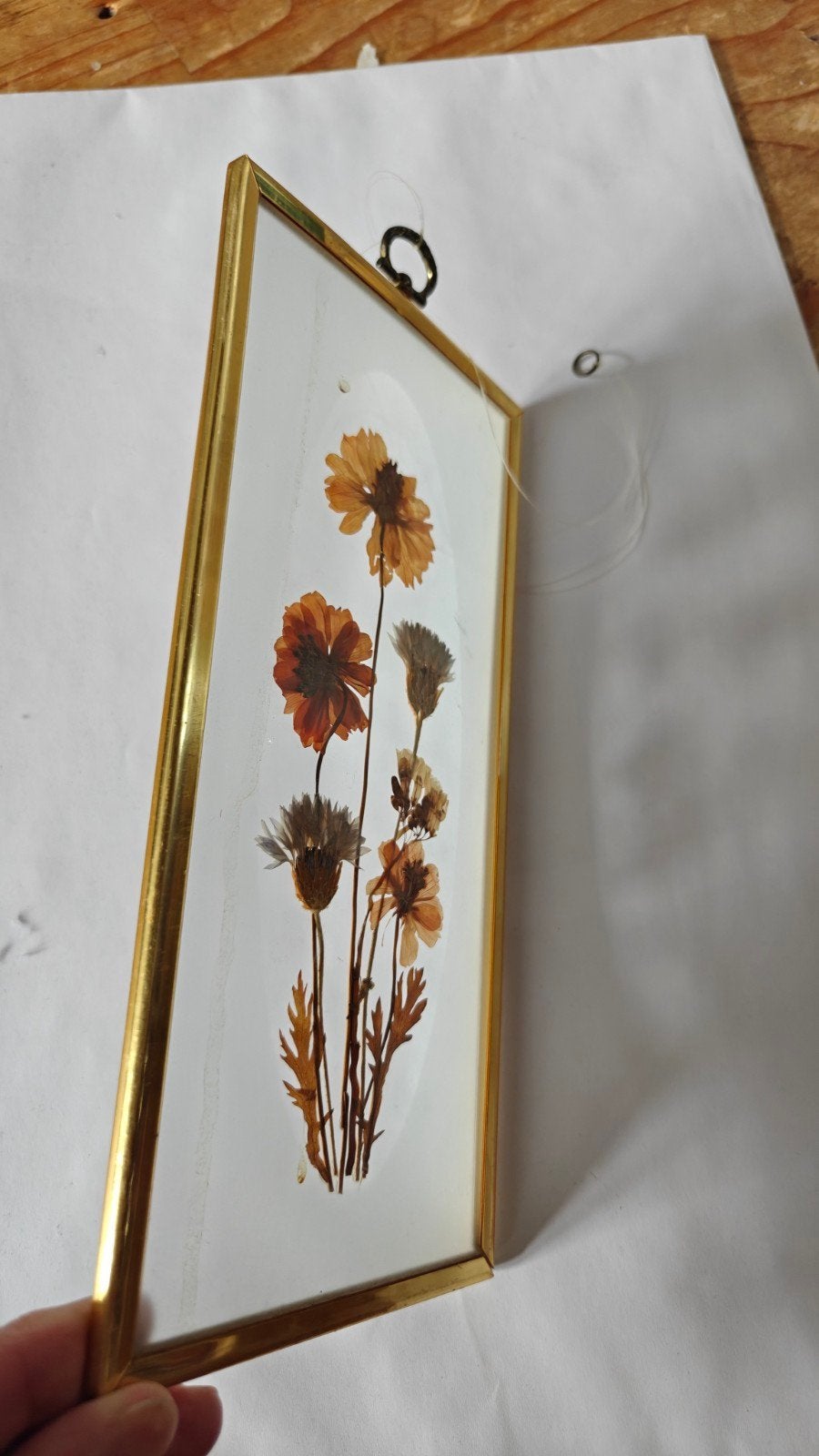 Vintage lijst met gedroogde bloemen - Wanddecoratie, Metaal, Gebruikt, Vintage, Decoratieobject