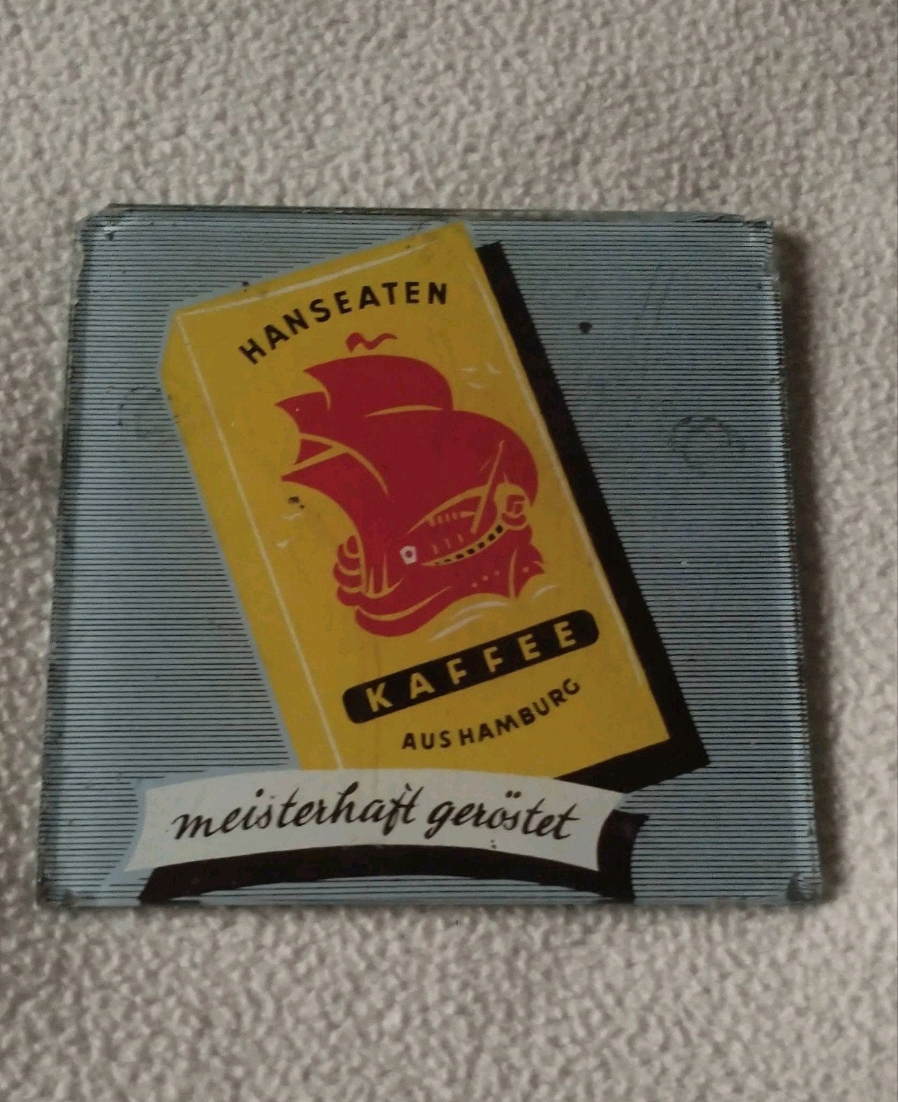 glasplaatje koffie reclame EDEKA duits ('60), Ophalen of Verzenden