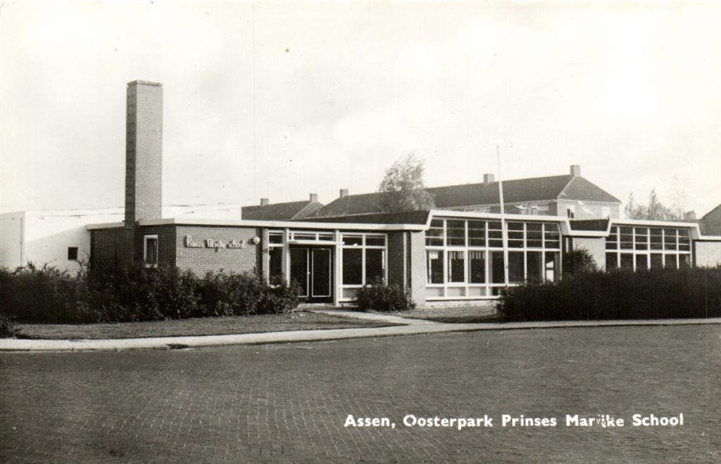 Assen, Oosterpark Prinses Marijke School -- ongelopen, Ophalen of Verzenden, 1960 tot 1980, Ongelopen, Drenthe