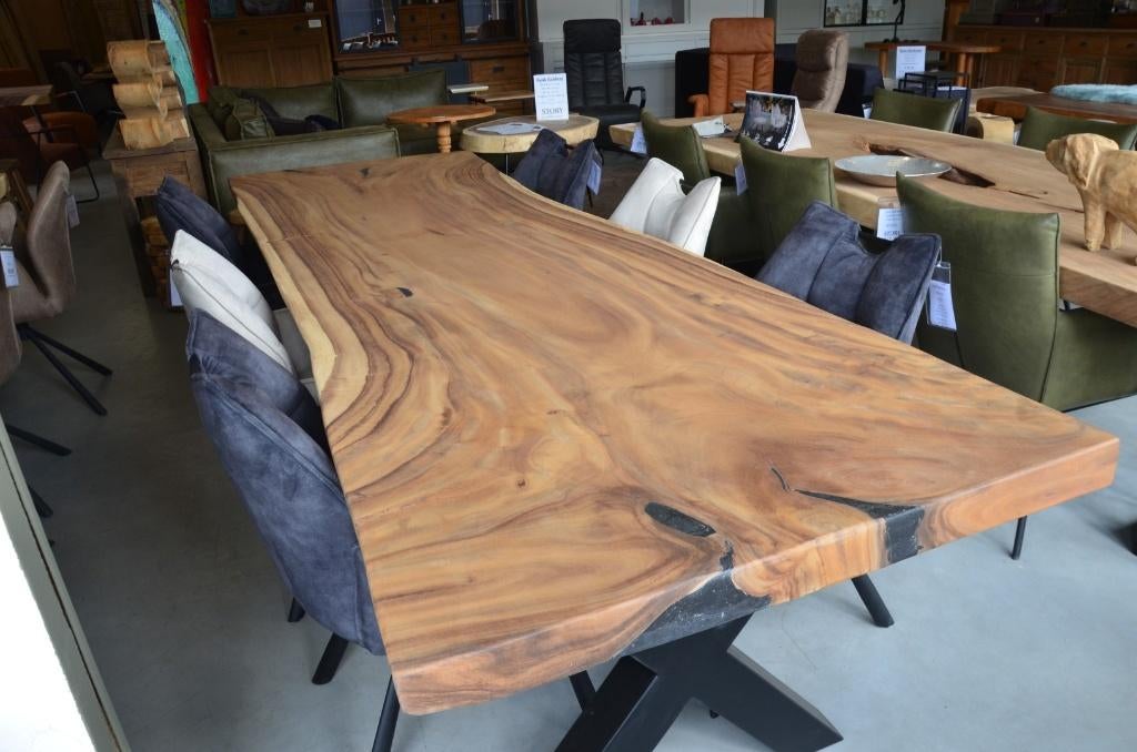 Suar boomstamtafel 300 cm- BT – 196 3 meter boomstamtafel, Overige houtsoorten, Verzenden, 50 tot 100 cm, Vijf personen of meer