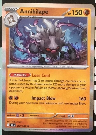 Pokemon - Annihilape (DRI 092) - Holo rare.., Ophalen of Verzenden, Nieuw, Losse kaart, Foil