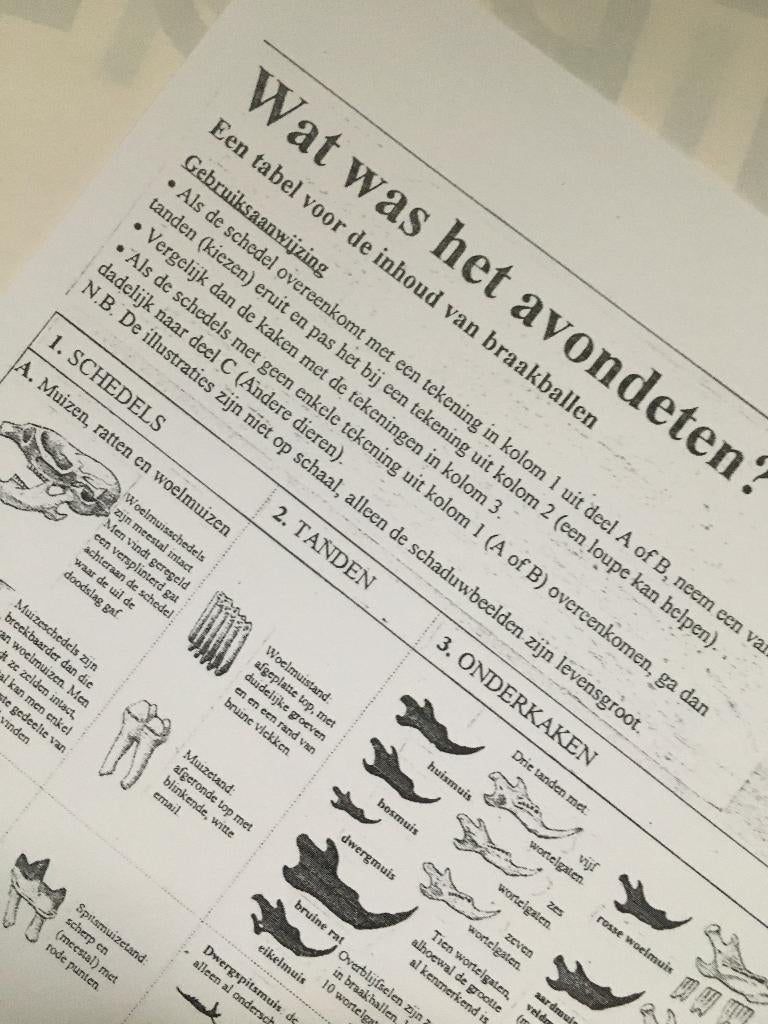 Zoekkaart. Braakballen. Wat was het avondeten?, Ophalen of Verzenden, Nieuw, Natuur algemeen