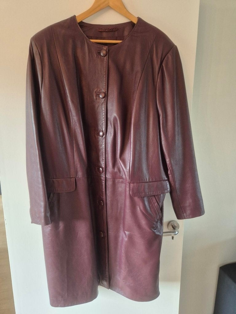 Prachtige leren dames jas bordeaux rood maat 54, Ophalen of Verzenden, Zo goed als nieuw, Maat 46/48 (XL) of groter, Overige kleuren