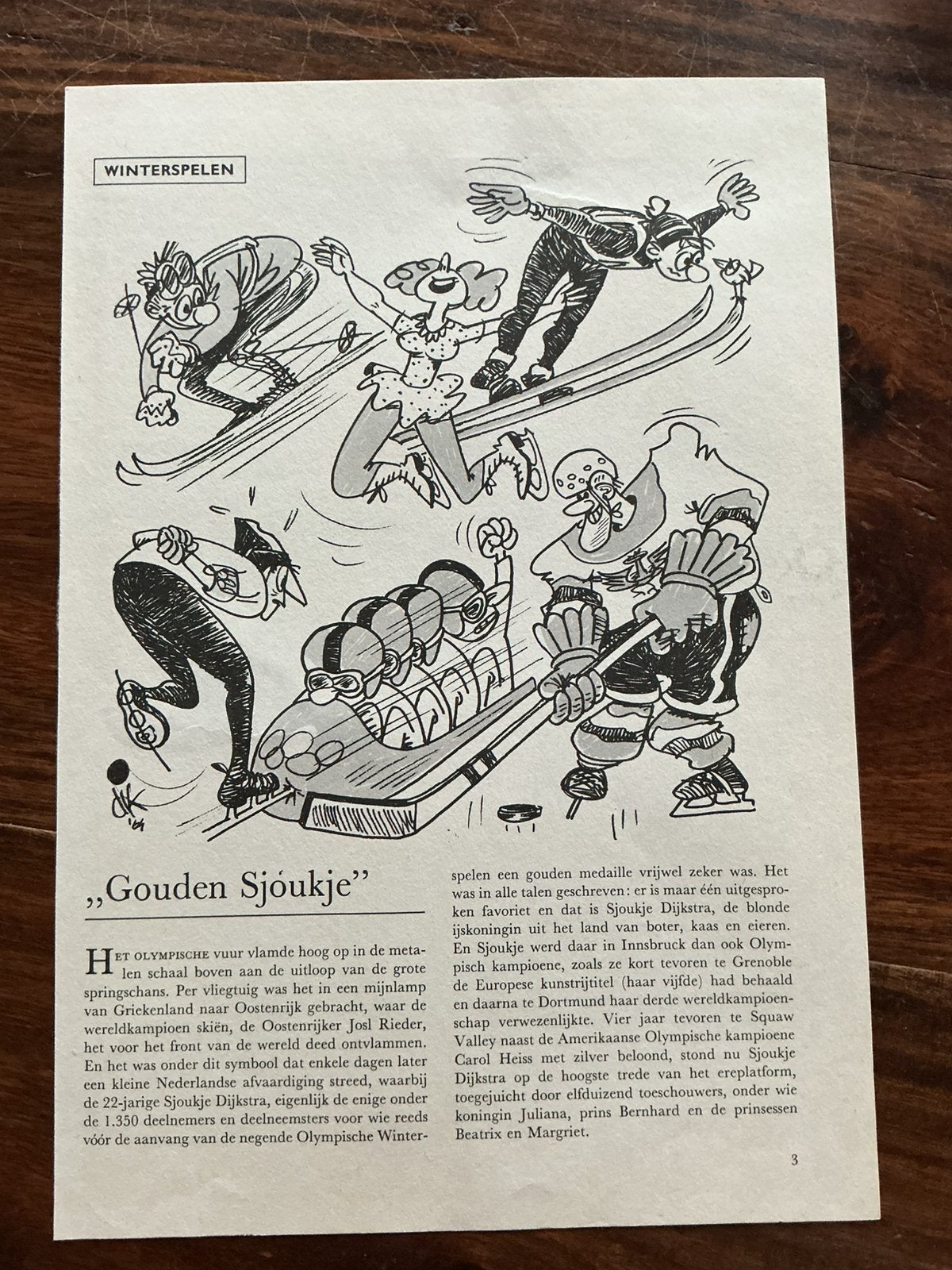 Olymosche winterspelen karikatuur Dik Bruynesteyn, Verzenden, Knipsel(s)