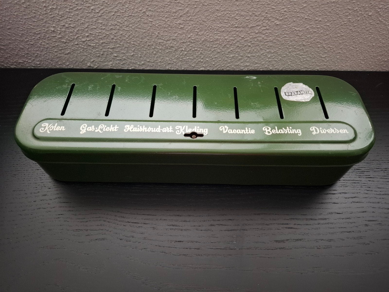 Brabantia spaarblik verdeelblik groen, Ophalen of Verzenden, Gebruikt, Metaal of Blik, Overige thema's