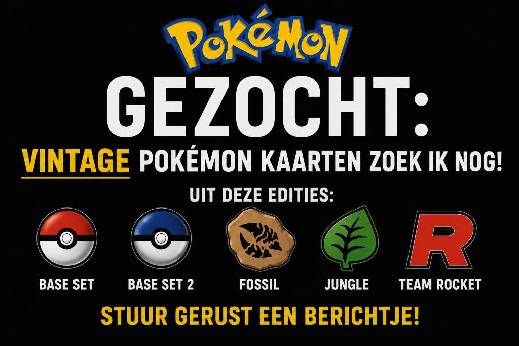 [GEZOCHT] WOTC pokemonkaatren, Ophalen, Zo goed als nieuw, Meerdere kaarten, Foil