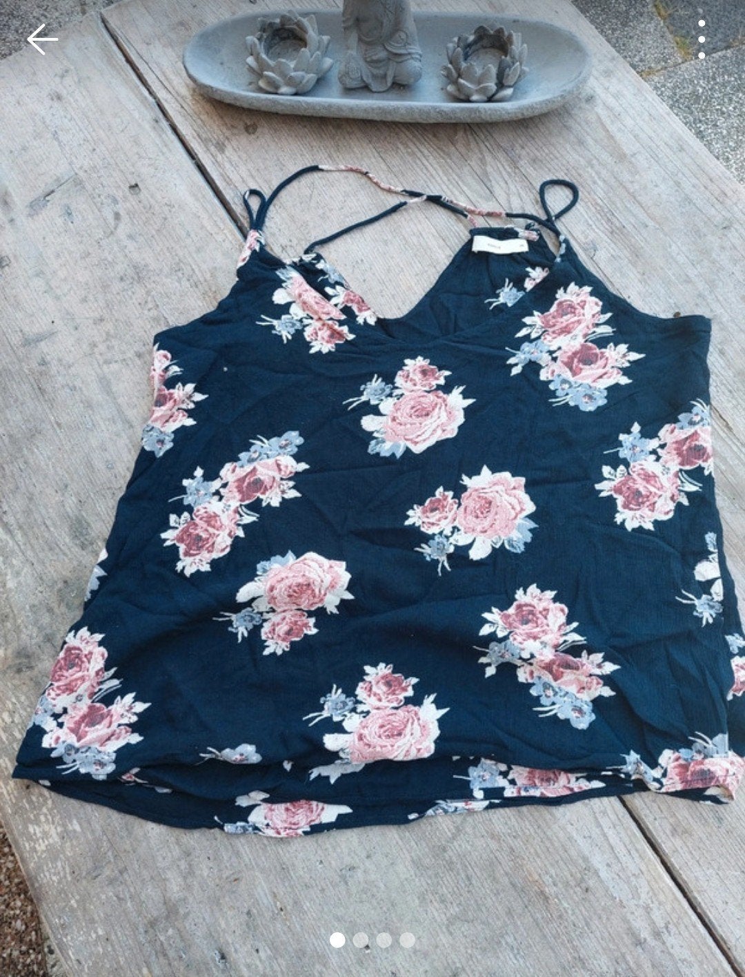 Pigalle dubbellaagse damestop met bloemenprint, Maat 38/40 (M), Blauw, Pigalle, Ophalen of Verzenden